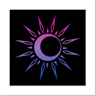 Bisexual Celestial Spiritual Bi Pride Flag Sun Moon Boho Yoga Posters and Art